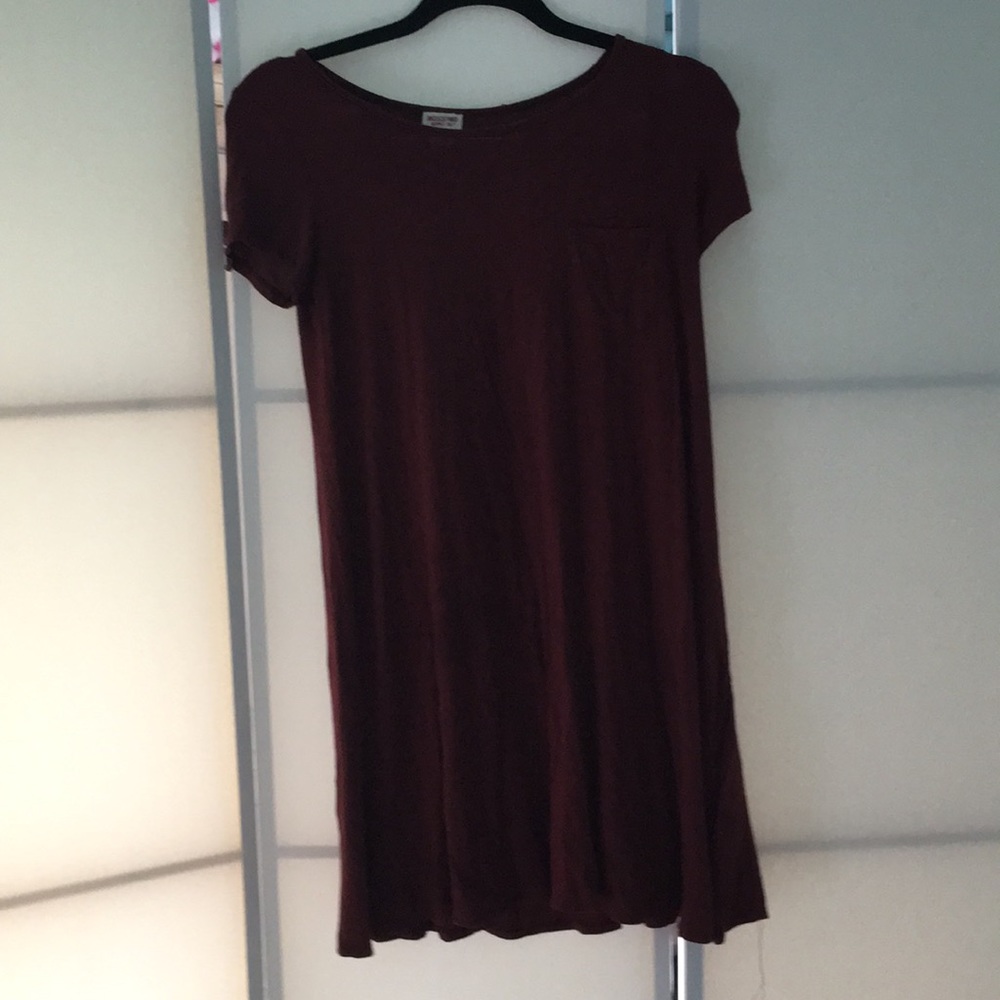 Maroon frocket T-shirt dress